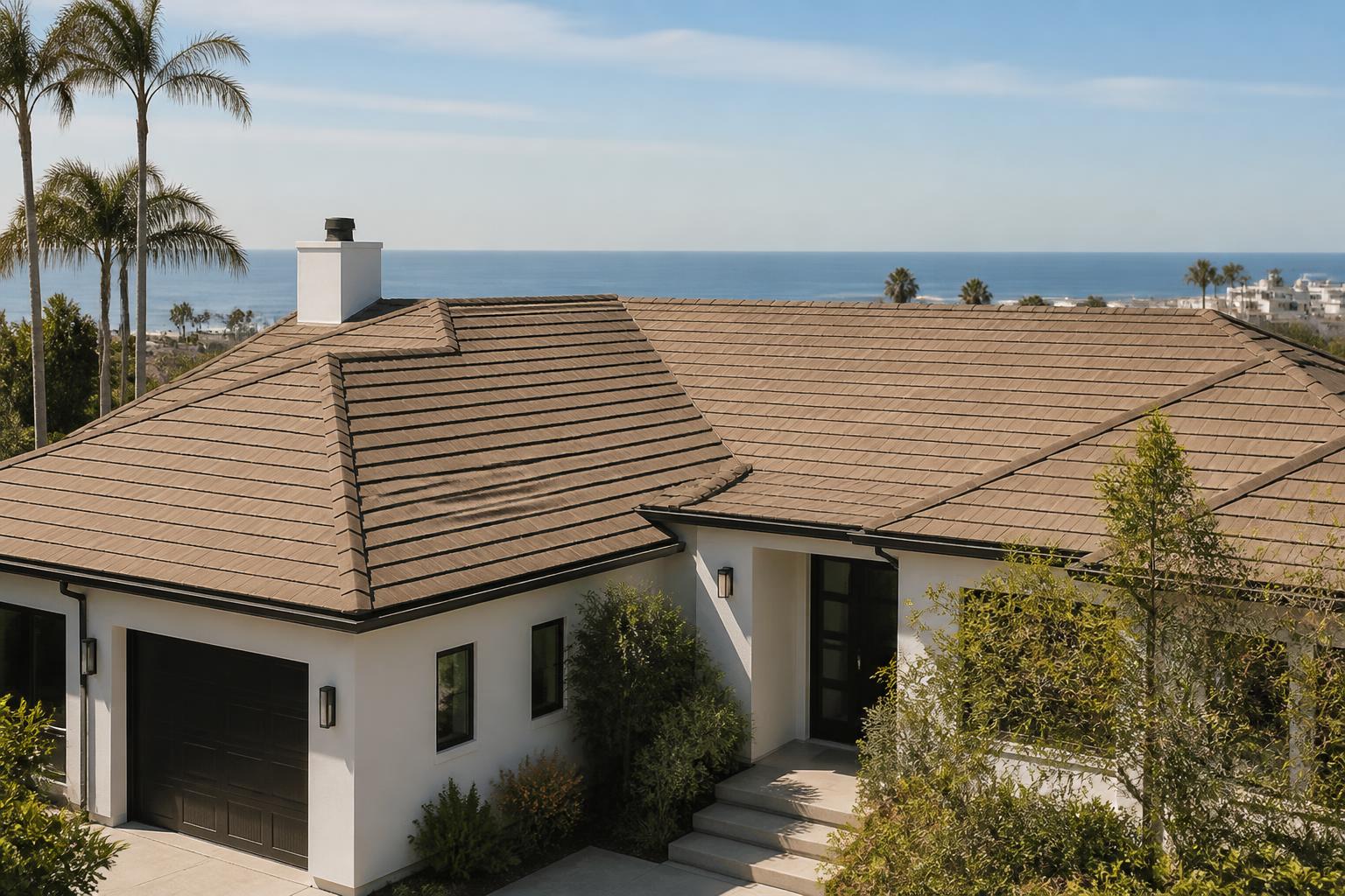 Modern home with a newly finished roof in natural daylight.